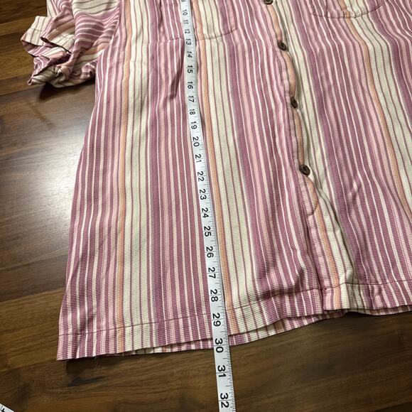 Tommy Bahama Men's XL Short Sleeve Retro Pink Cream Stripe Silk Camp Shirt Silk - Picture 6 of 7